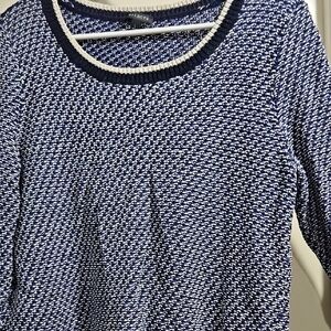 Talbots Navy and White Crew Neck Sweater